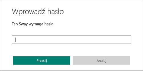 Okno dialogowe Wprowadź hasło