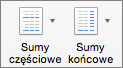 Na karcie Projektowanie wybierz pozycję Sumy częściowe lub Sumy końcowe
