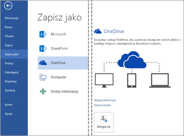 Zapisywanie pliku w usłudze OneDrive