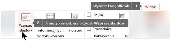 Skorzystaj z karty Widok w programie PowerPoint, aby przełączyć się do widoku wzorca slajdów.