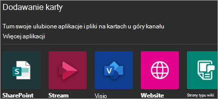 Pokazywanie dodawania aplikacji do aplikacji Teams