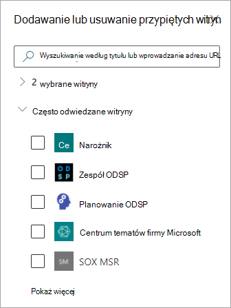 dodawanie lub usuwanie przypiętych witryn