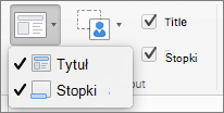 Zrzut ekranu przedstawiający opcje Tytuł i Stopki dostępne w grupie Układ wzorca.