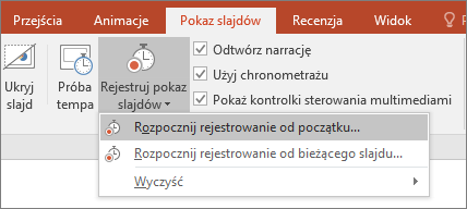 Przycisk Rejestracja pokazu slajdów w programie PowerPoint