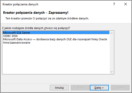 Kreator połączenia danych