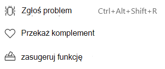 Opcje opinii o aplikacji Teams