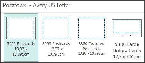 Szablon pocztówek dla kartek Avery US Letter.