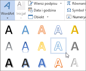 Wybieranie opcji obiektu WordArt