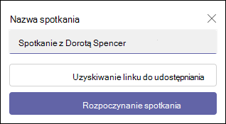 Zrzut ekranu przedstawiający stronę internetową aplikacji Teams Meet Now.