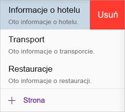 Usuwanie strony w aplikacji OneNote dla systemu iOS