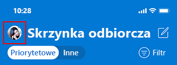 Obraz przedstawiający listę wiadomości w programie Outlook dla systemu iOS.