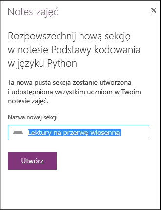 Notes zajęć — przykład nowej sekcji