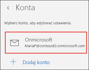 Konta w aplikacji Poczta
