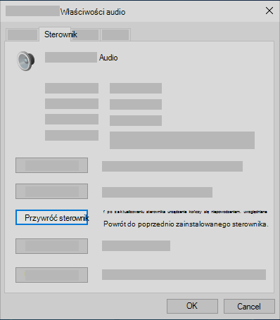 Wycofywanie sterownika audio w Menedżerze urządzeń