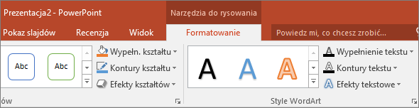 Karta Narzędzia do rysowania na wstążce w programie PowerPoint