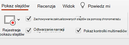 Karta pokazu slajdów wstążki z zaznaczoną opcją „Zapewnij aktualizację slajdów”.