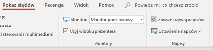 Zawsze używaj pola wyboru Napisy na karcie Pokaz slajdów