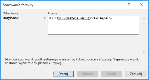 Przykład Kreatora Szacowanie formuły