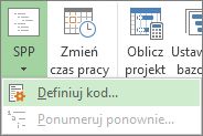 Obraz opcji Definiuj kod przycisku SPP