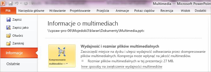 Kliknij pozycję Kompresuj multimedia