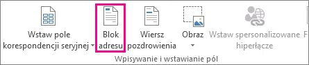 Polecenie Blok adresu korespondencji seryjnej