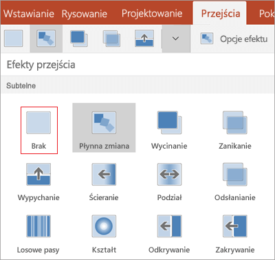 Usuwanie przejścia slajdów