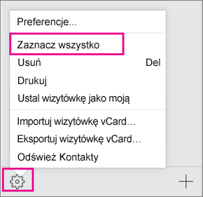 Otwórz menu Akcje, a następnie wybierz polecenie Zaznacz wszystko.