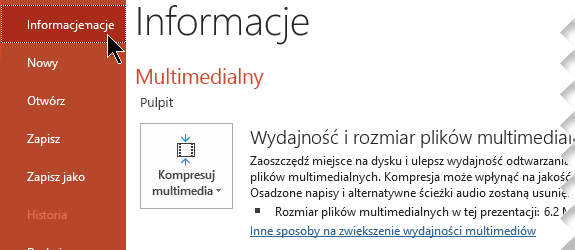 Kliknij pozycję Kompresuj multimedia