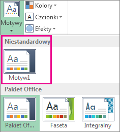 Motywy niestandardowe dostępne po kliknięciu przycisku Motywy