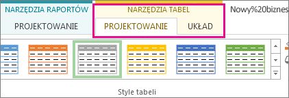 Grupa Style tabeli na karcie Narzędzia tabel > Projektowanie