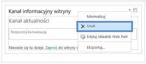 Usuwanie składnika Web Part