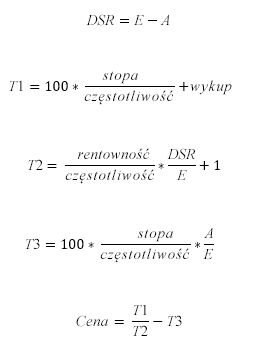 Formuła CENA, gdy N < = 1