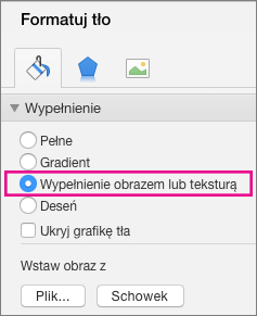 Pozycja Formatuj tło w programie PowerPoint dla komputerów Mac