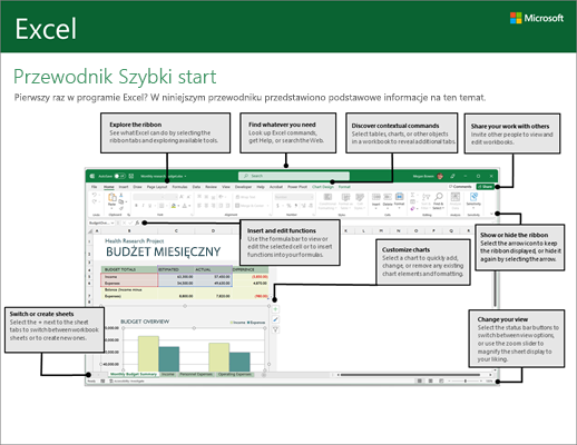 Przewodnik Szybki start dla programu Excel 2016 (Windows)