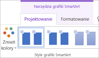 Przycisk Zmień kolory na karcie Projektowanie w obszarze Narzędzia grafiki SmartArt