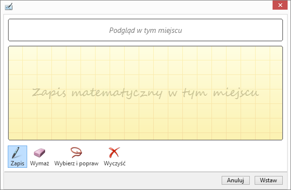 Okienko równania odręcznego w programie Word