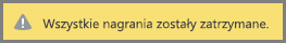 Komunikat „Wszystkie nagrania zostały zatrzymane” wyświetlany podczas spotkania programu Skype dla firm