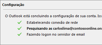 A terceira página do assistente de Nova Conta