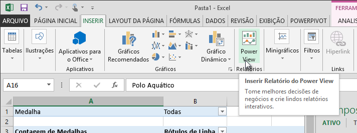 Inserir um relatório do Power View