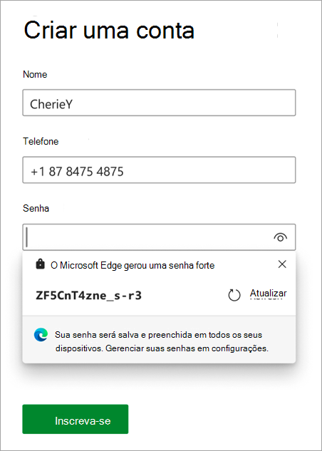 Drop-down do Gerador de Senha