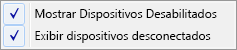 Captura de tela de mostrar itens desabilitados