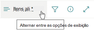 O menu "Opções de exibição de opção".