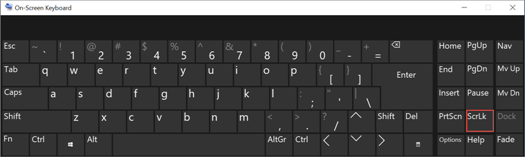 no teclado de tela do Win 10