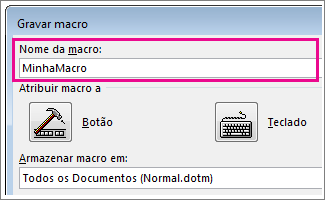 Caixa de nome da macro