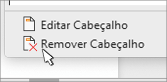 Botão remover cabeçalho