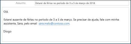 Criar um modelo para suas respostas de ausência temporária.