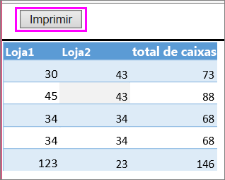 Visualização de impressão da tabela