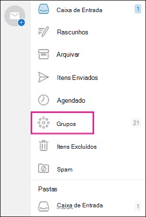 Pasta grupos no painel de navegação