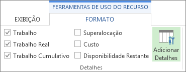 Guia Ferramentas de Uso do Recurso - Formato, botão Adicionar Detalhes