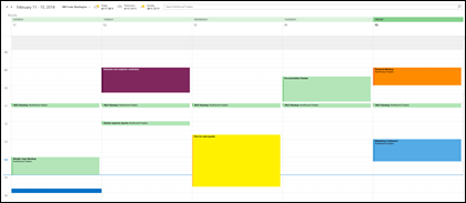 Um calendário de grupo exibido na área de trabalho do Outlook